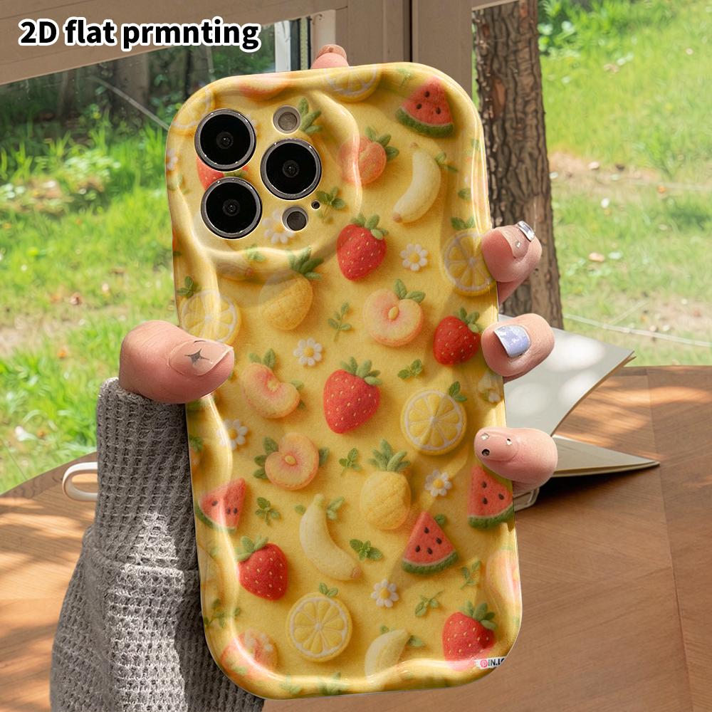 Phone Case: 2D flat design suitable for iPhone 18 17 16 15 14 13 Pro protective case, fruit layout, perfect Christmas and Halloween holiday gift