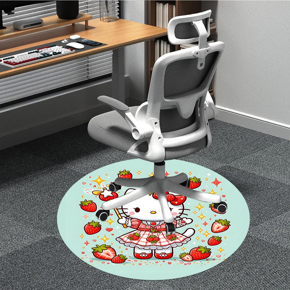 

1pc Strawberry Hello Kitty Chair Carpet for Office Non-Slip,Machine Washable Rug for Office, Room - Holiday Decor - Machine Made yy251017263 80cm by 80cm