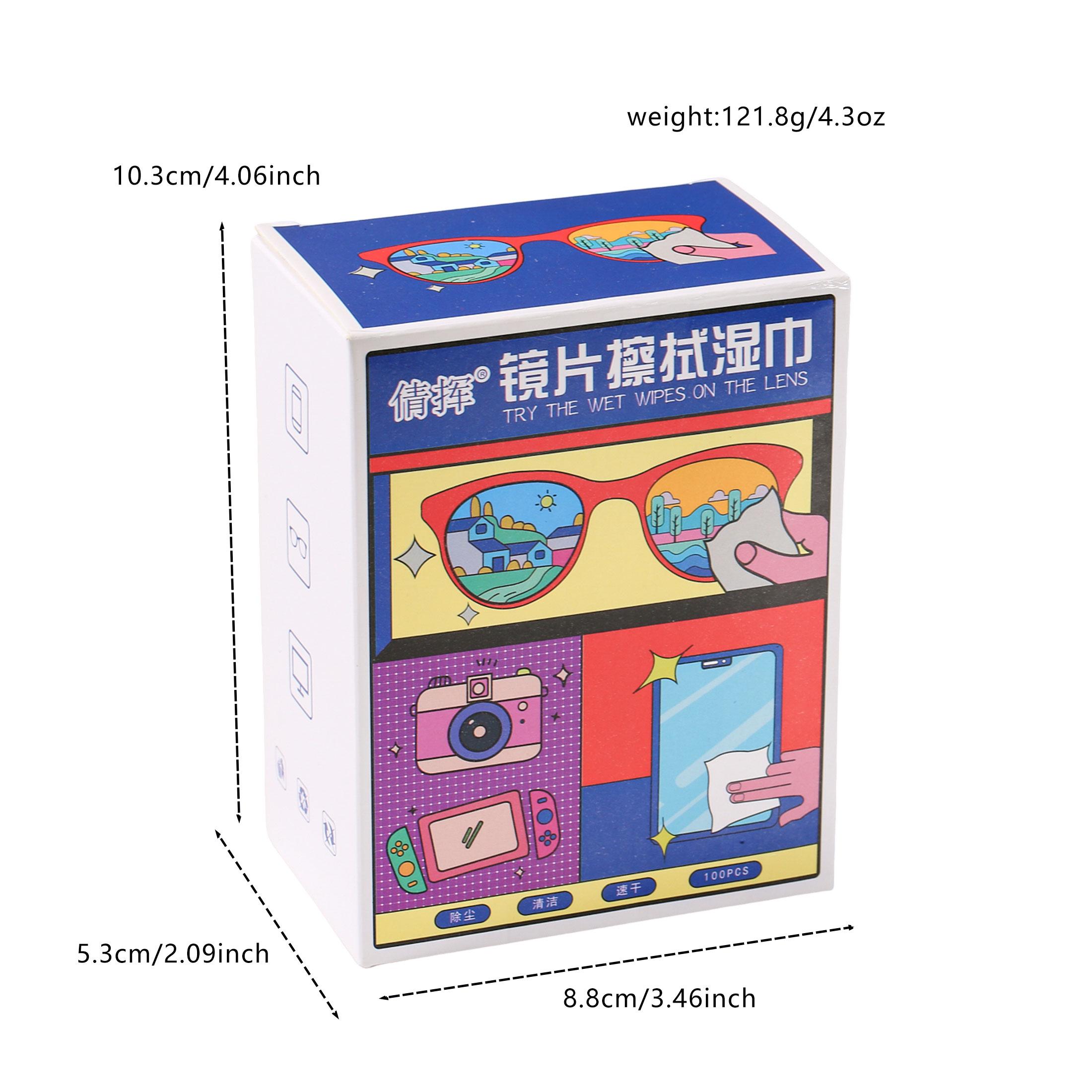 

100Pcs Lens Cleaning Wet Wipes Disposable Eyeglass Cleaner Cloth for Glasses Camera Phone Screen