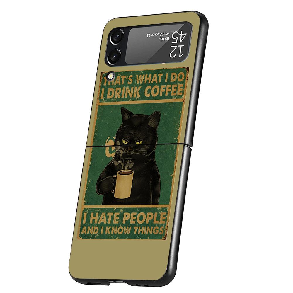 

Funny Cat Poster Daily Life Cover Phone Case For Samsung Galaxy Z Flip 7 6 5 4 3 5G Flip7 Flip6 Flip5 Flip4 Flip3 Black Fundas S Samsung Z Flip 6