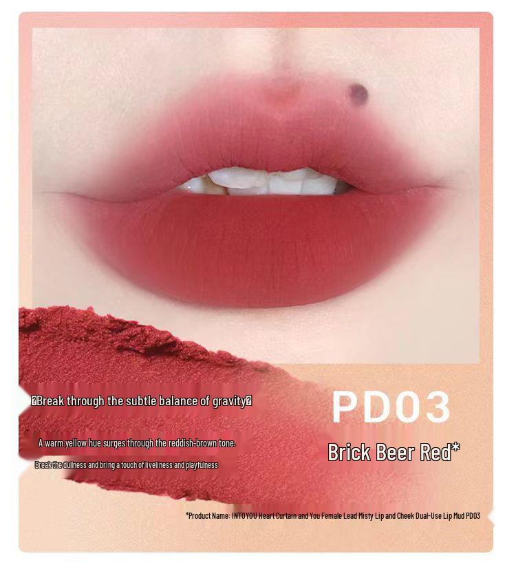 INTO YOU Dual-Use Matte Lip Mud: Lipstick & Cheek Tint - Popular Whitening Formula for Students