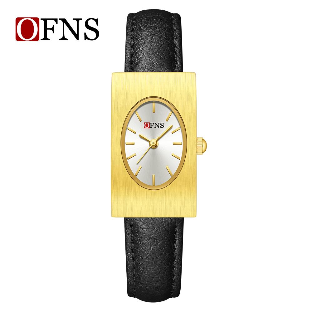 New Fashion Ofns Top Brand 1547 Exquisite Business Women's Quartz Watch Simple Rectangular Retro Light Luxury Niche Alloy