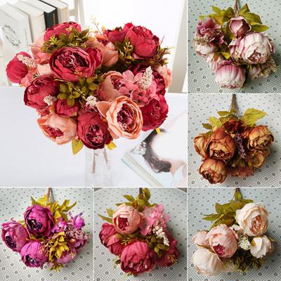1 Blumenstrauß mit 13 Köpfen, künstliche Pfingstrose, Seidenblume, für Hochzeit, Party, Heimdekoration