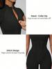 1pc Women's Solid Color Mandarin Collar Half Zip Fishbone Seam Jumpsuit Sports