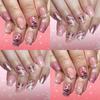 Winter Holiday Fake Nail Set of 48Pcs Reindeer Snowflake Art Design Short French Tip ABS Press On Nail for Women