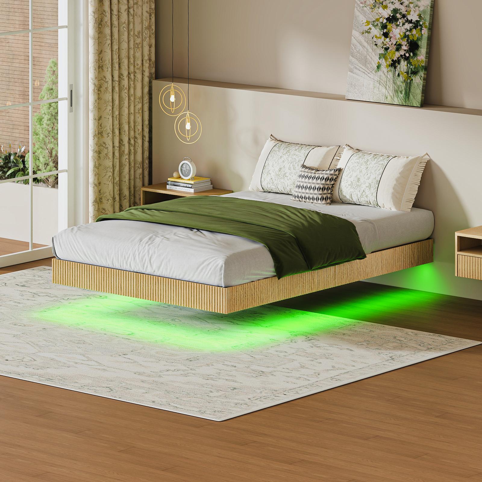Modern Bed with Floating Design and
