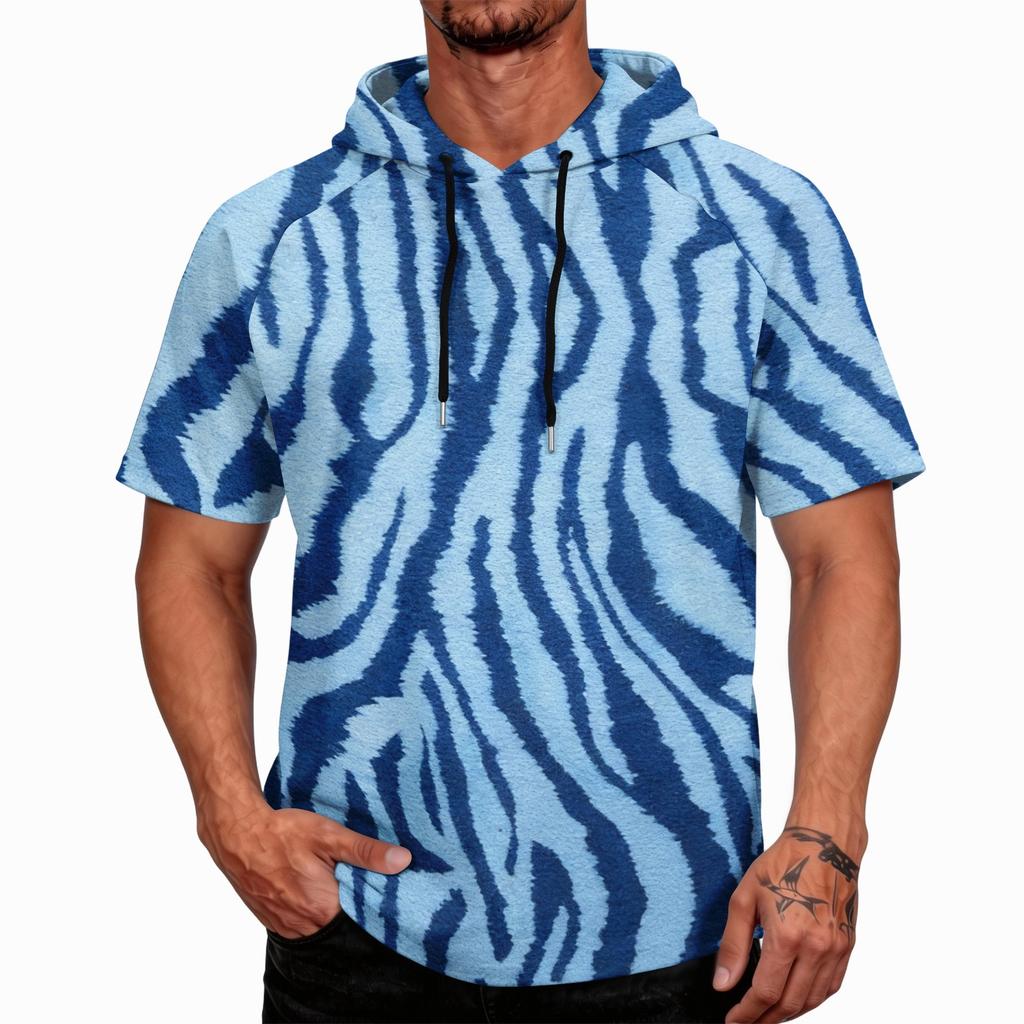 Sudadera con capucha deportiva casual para hombre, manga raglán, manga corta, jersey, tejido ligero y transpirable, adecuada para actividades al aire libre y pesca