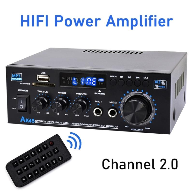 50W 2.0 Channel HiFi Power Amplifiers with Bluetooth-compatible 5.0, USB Playback and Inputs for Home Theater