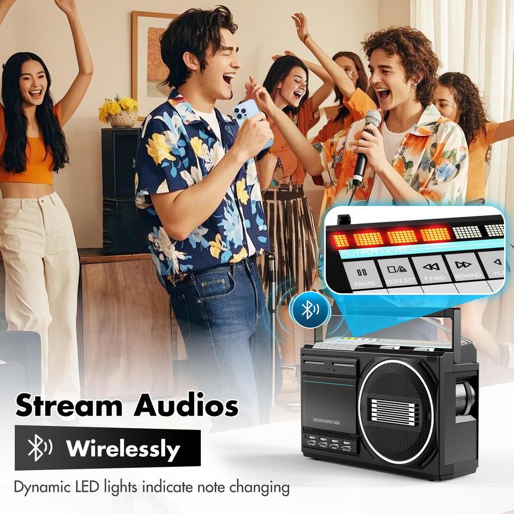 Lecteur/Enregistreur de Cassettes Compact Rétro avec Fonctionnalité Multi-Bandes