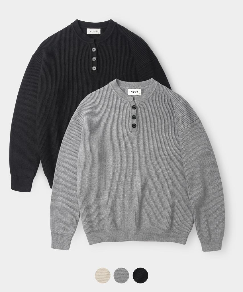 INDUST Theo Henley Neck Hazzi Crop Knit_3 Colors