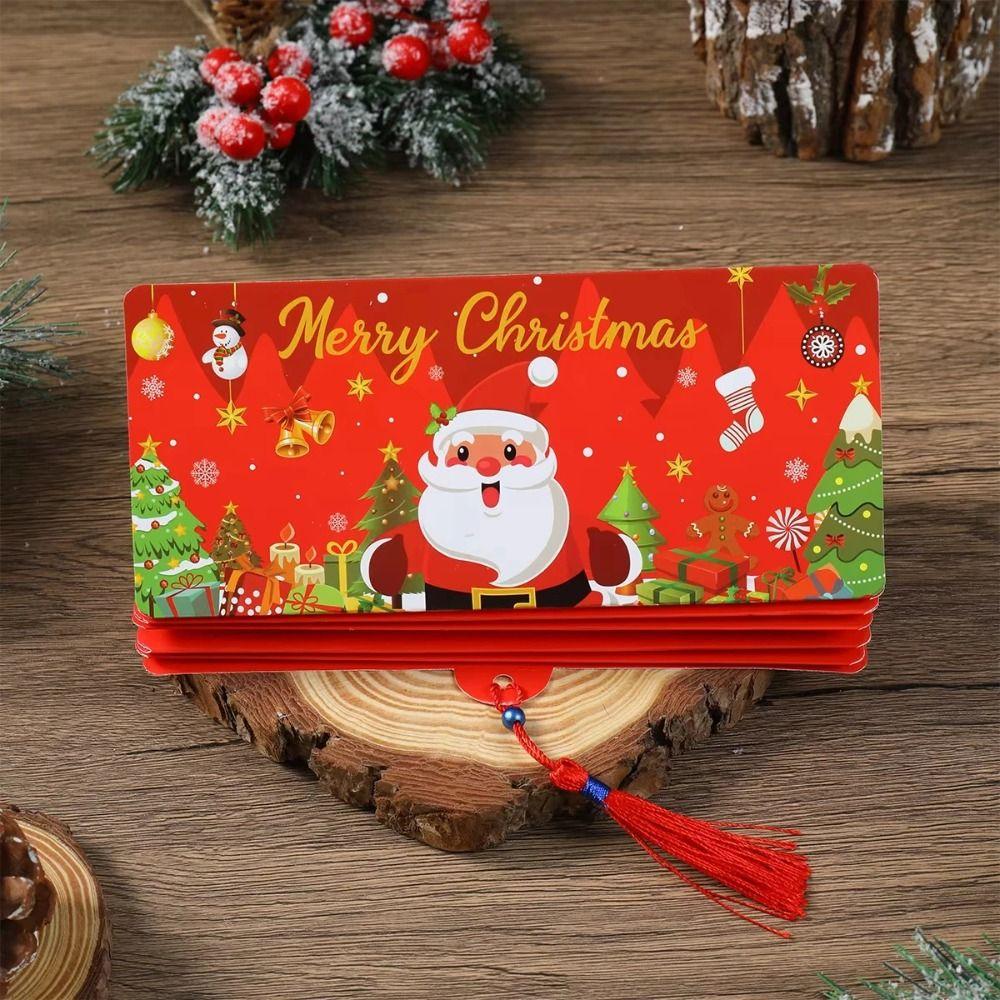 New Santa Claus Christmas Cash Gift Envelope Christmas Tree with 10 Slots Folding Banknote Card Christmas Red Envelope