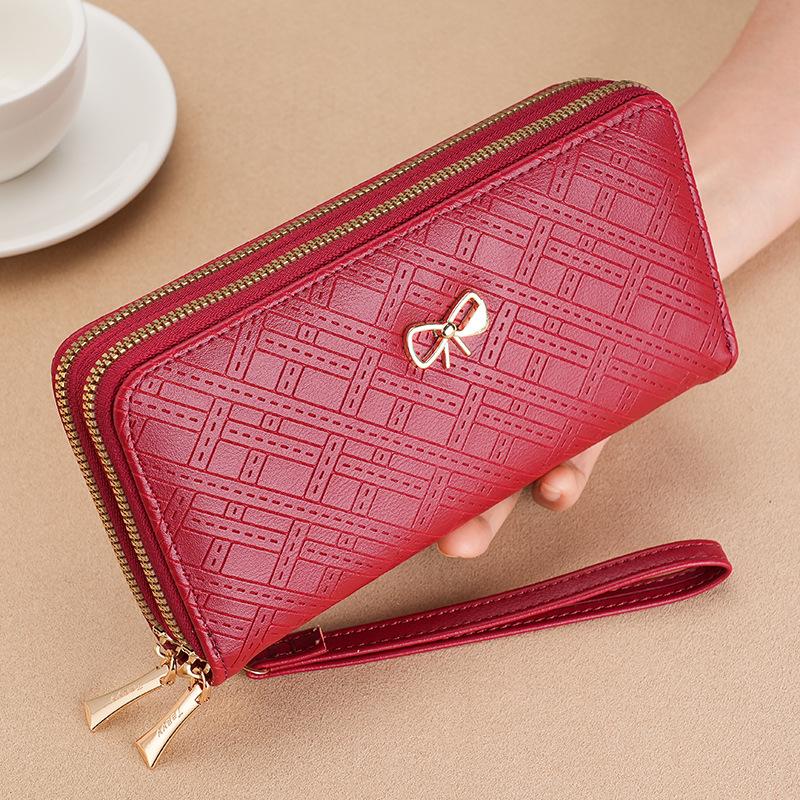 Women Wallets Bowknot Double-Zipper Long Wallet - Clutch Purse, Coin Pouch & Card Holder