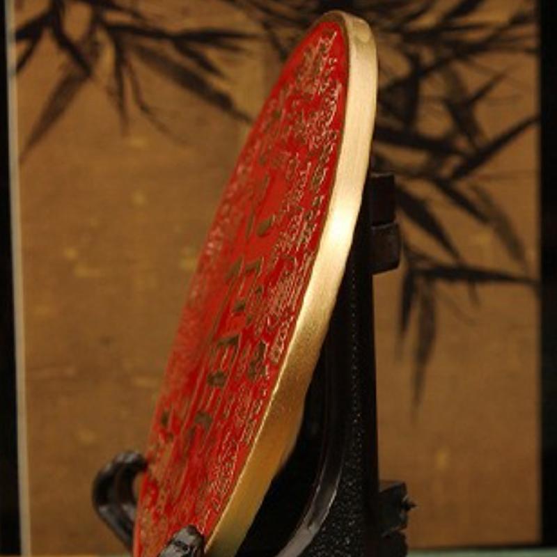 Chinese Brass Ornaments Fortune Eight Trigram Copper Mirror Tabletop Ornaments Living Room Study Home Decoration