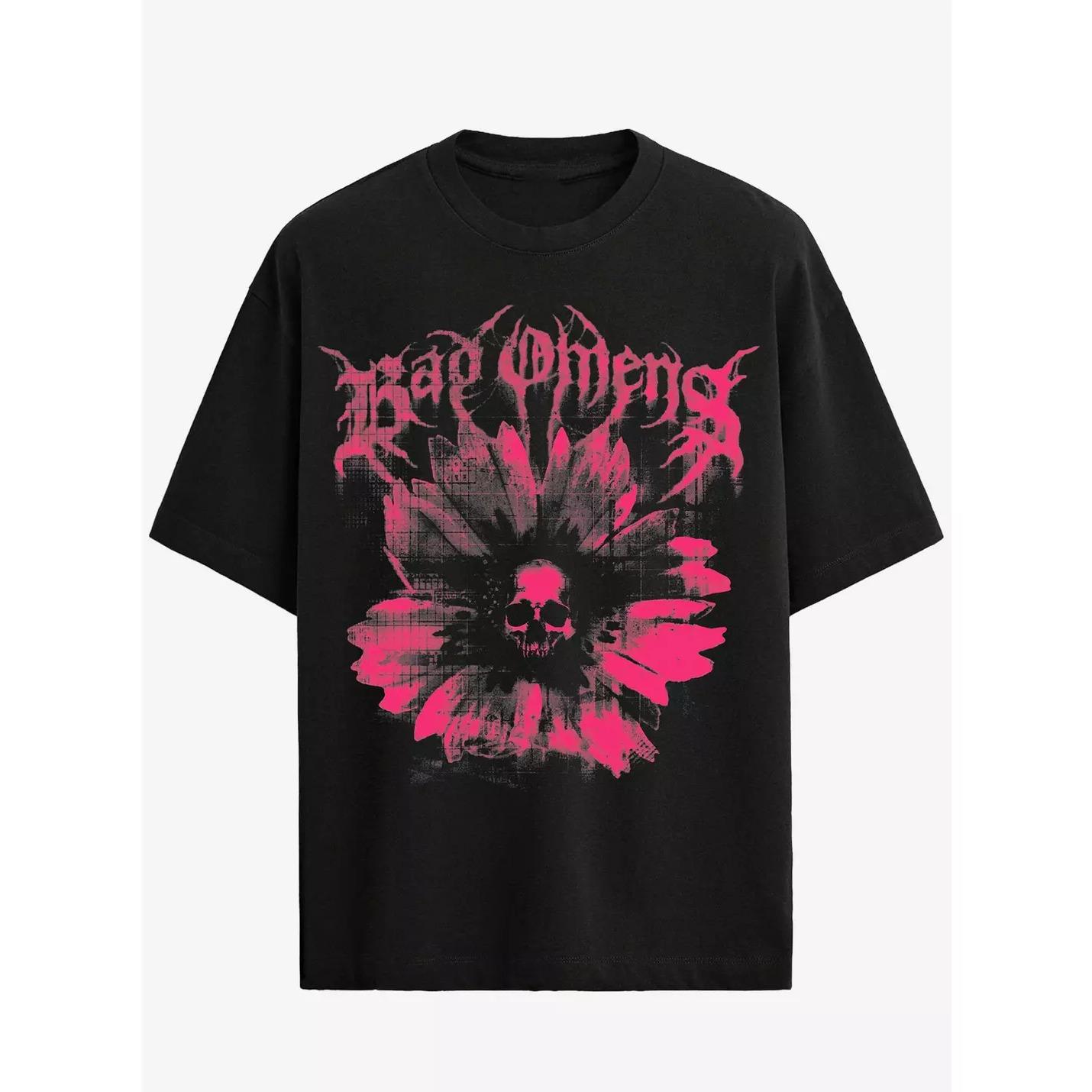

Bad OUnisexs Skull Flower graphics unisex Tshirt retro rock Y2k Gothic style 100Cotto 2026 summer New Oneck Short Sleeve shirt 4XL