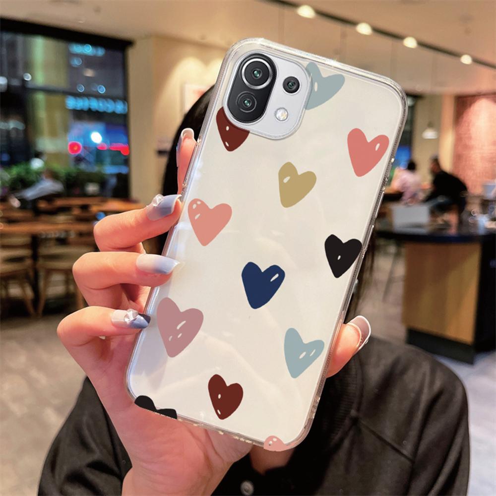 For Xiaomi Mi 14T 15T 13T 12T 10T 11T Pro 14 12 11 13 Lite 15 Note 10 Transparent Clear Cover TPU Silicone Heart Love Phone Case
