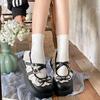 Fashion Gothic with Medium Heels Mary Jane Platform Woman PumpsLoafers Japanese Style Lolita Shoes for Women Round Toe Bow Slip on Offer