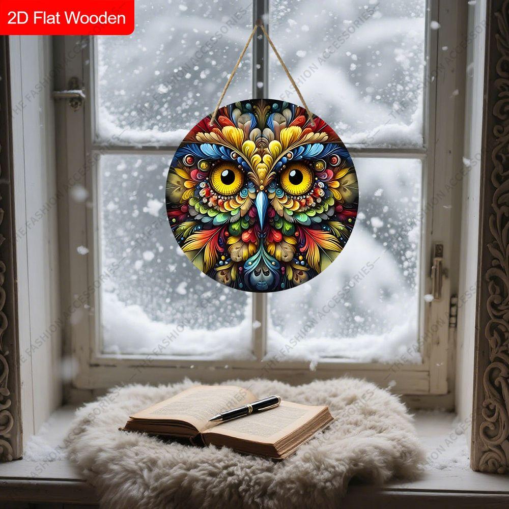 2D flat hanging decorative signs, interior wall or door decoration, garden decoration, owl pattern, interesting gifts for family and friends