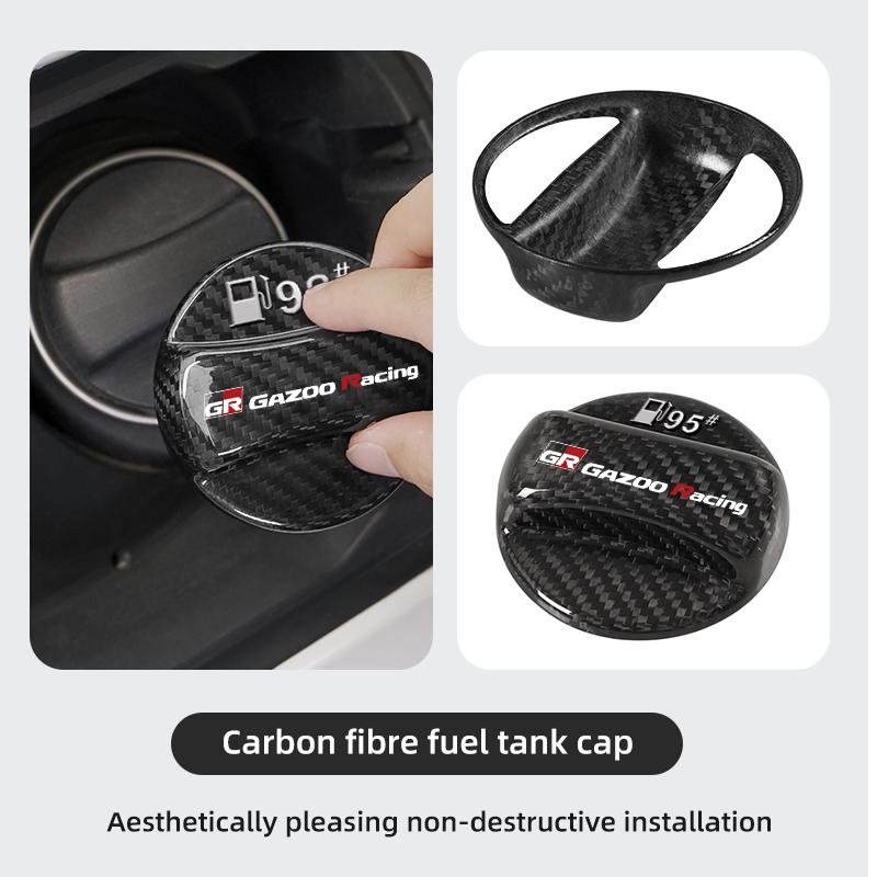 Vdcp6 Real Carbon Fiber Gas Fuel Tank Cover Oil Filler Dustproof Cap For Toyota GR GAZOO RACING Prado Yaris Hilux Corolla Prius Avensi