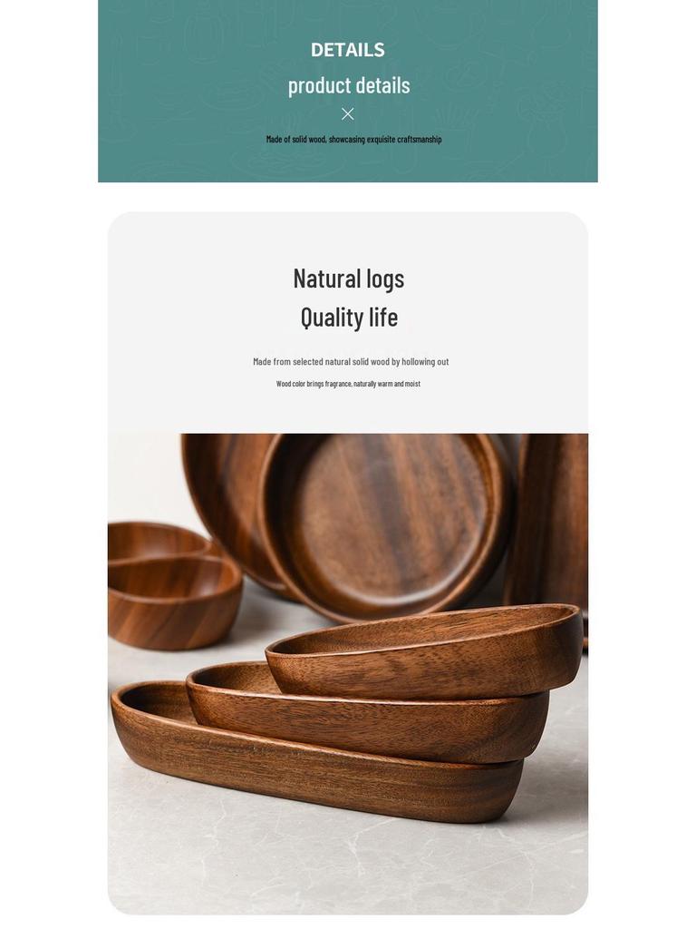 Walnut Wood Fruit Bowl - Solid Wood Snack and Salad Plate