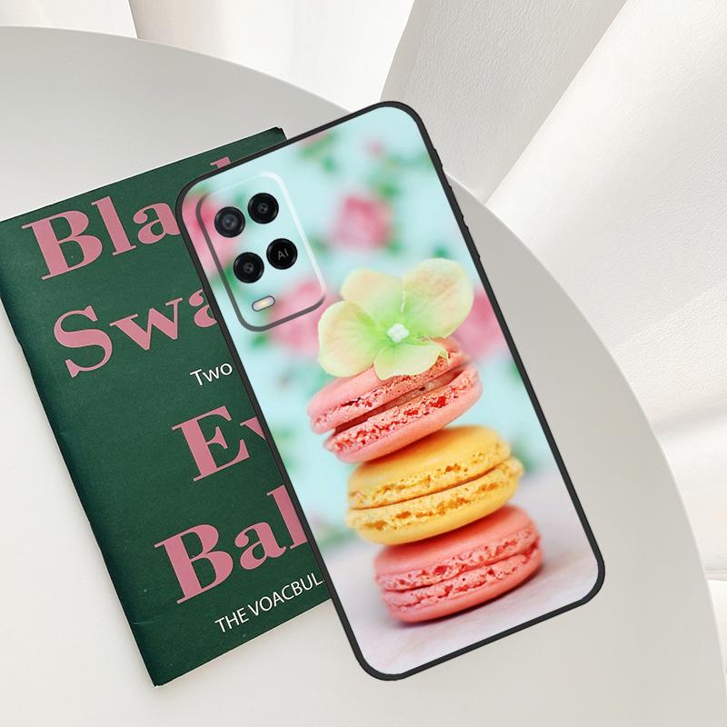 Macarons Cake Dessert Cute Case For Oppo A58 A78 A98 A15 A16 A17 A52 A72 A76 A96 A54 A74 A94 A57 A77 A54S A57S Cover