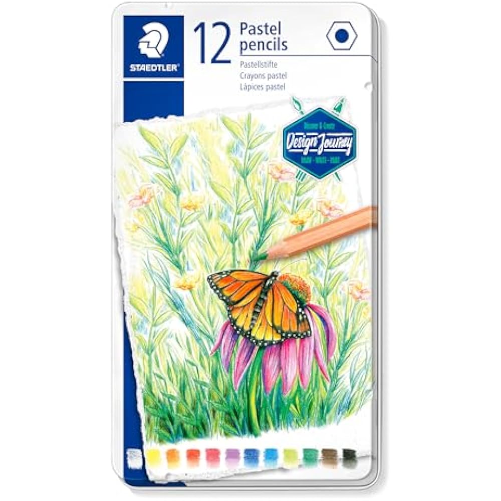 STAEDTLER Design Journey 146P M12 pastel coloured pouches, tin of 12