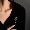 Elegant Moon Brooch with Zircon and Pearl Star Pin