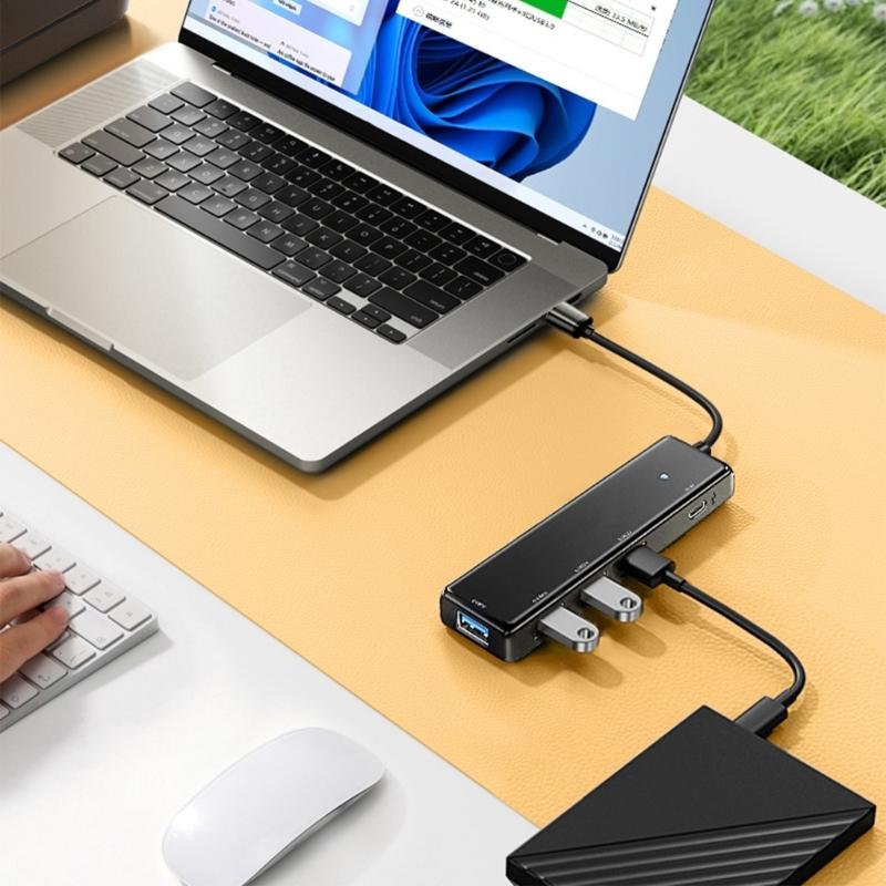 Fast Speed USB3.0 Hub 4 Port Splitter TypeC Power Port for Laptop Consoles Printer Keyboards Mouse Widely Used
