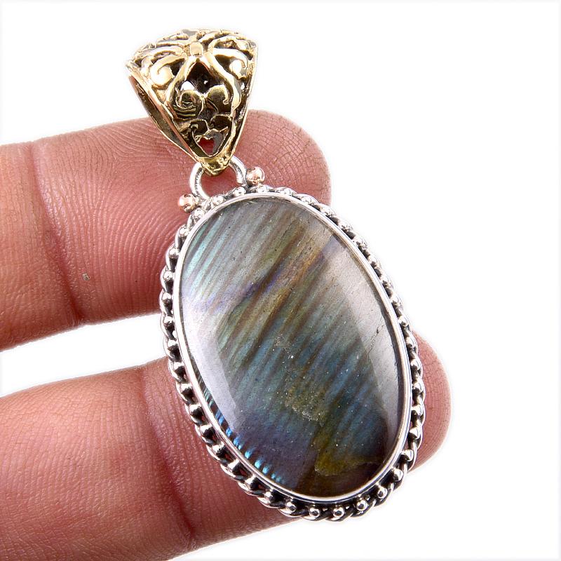 

Natural Labradorite Gemstone 925 Solid Sterling Silver Gift Pendant 1.75 f8L03