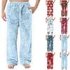 Men's Flannel Pocket Casual Pants, Printed Pocket Casual Pants, Home Sleeping Pants