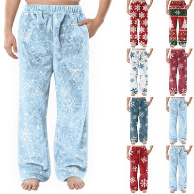 Erkek Flanel Cepli Günlük Pantolon, Baskılı Cepli Günlük Pantolon, Evde Uyku Pantolonu