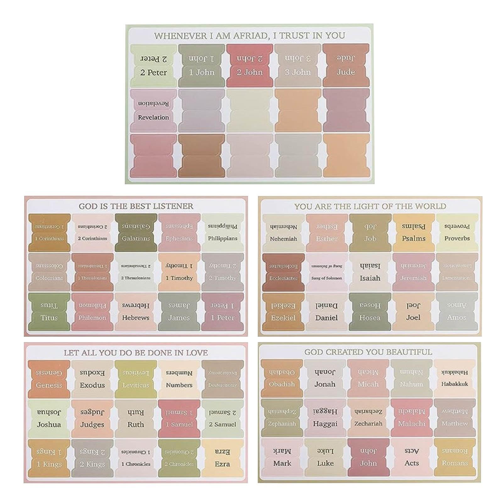 

5 шт. этикетка с библейским указателем Моранди, цветная наклейка с библейским указателем One Size