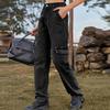 Women Baggy Pants Stylish Multi Pockets Loose Fitting Casual Long Trousers for Daily Wear Black