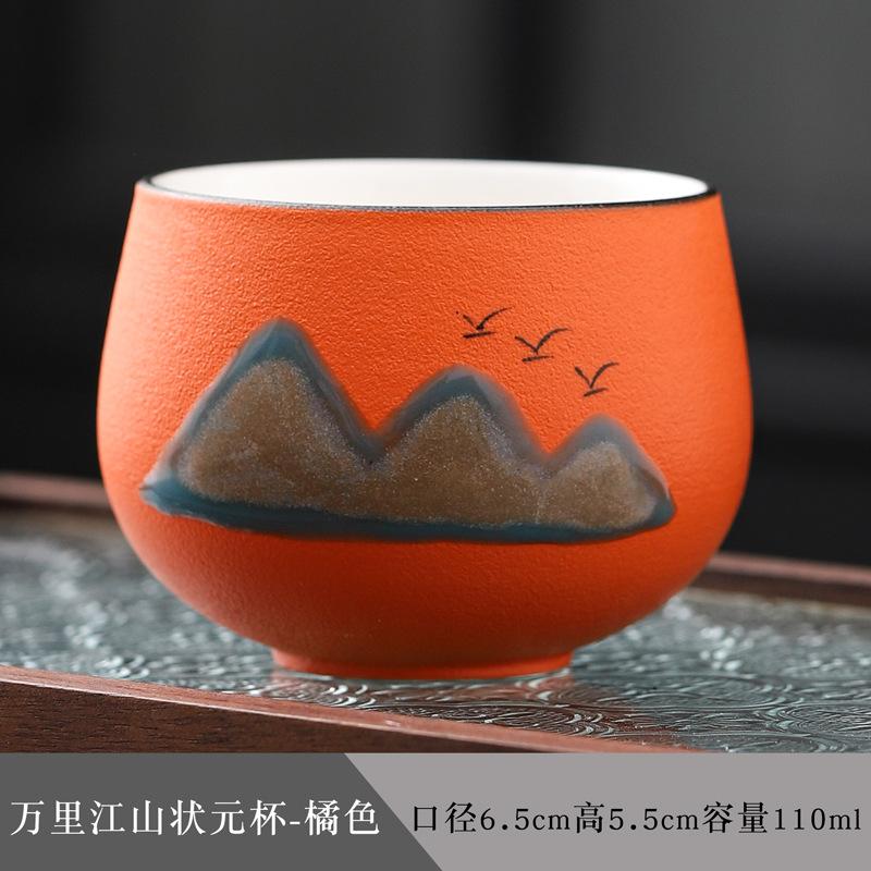 Hand-painted Wanli Jiangshan tea tasting cup ceramic teacup tea set Japanese dragon egg cup kung fu single cup master cup drinking tea bowl