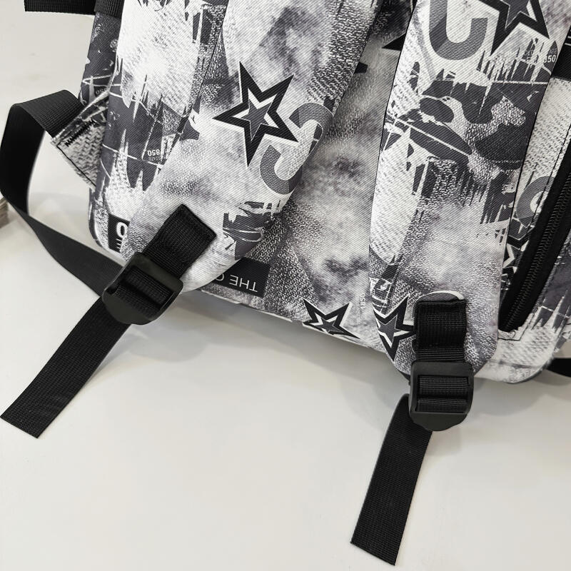 Student School Bag Nylon Backpack Men's Large Capacity Graffiti Backpack