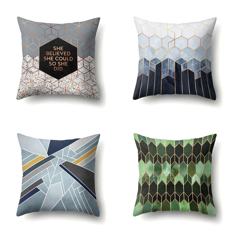 Polyester Pillow Case Automobile Decoration Home Printed Pillow Case Waist Cushion Cover Car Cushion Head Cushion Cover