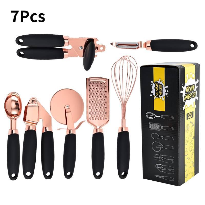 Pcs 7 Kitchen Gadget Set Copper Coated Stainless Utensil Pizza Cooking Tool