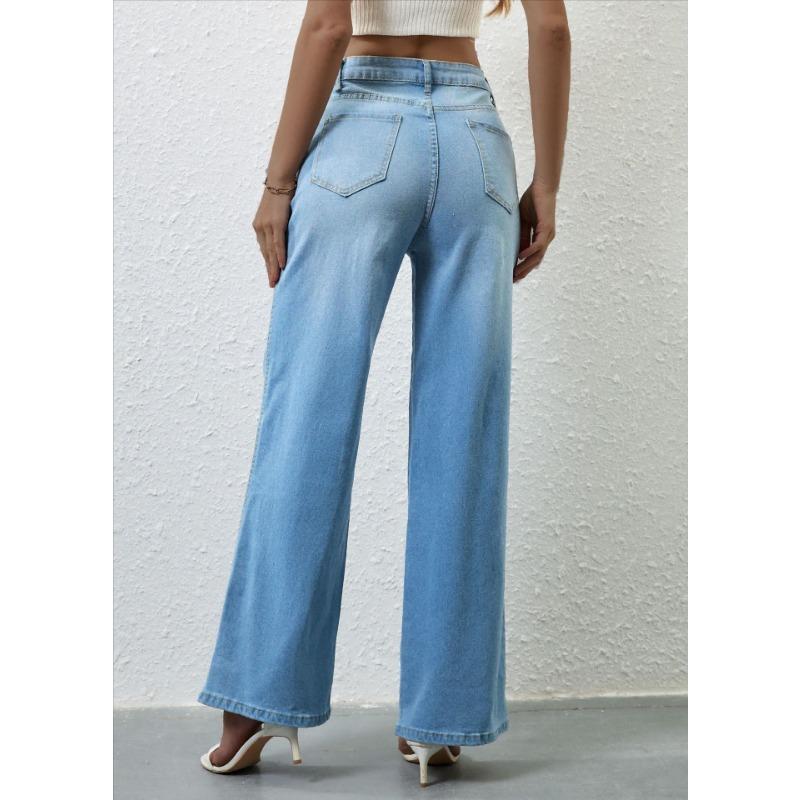 VEZFAA Damemote Uformelt Ensfarget trykk Høy midje Bukser og Capris