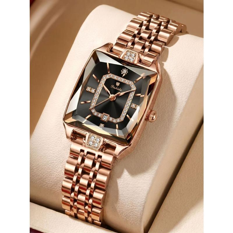 Retro brown square disc with calendar waterproof women s watch