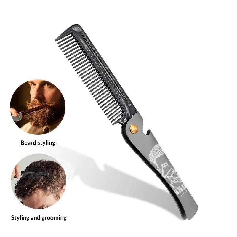 Multifuncional Folding Comb Men Beard Styling Combs Anti Static Portable Mustache Comb Multifunctional Hairdressing Tools