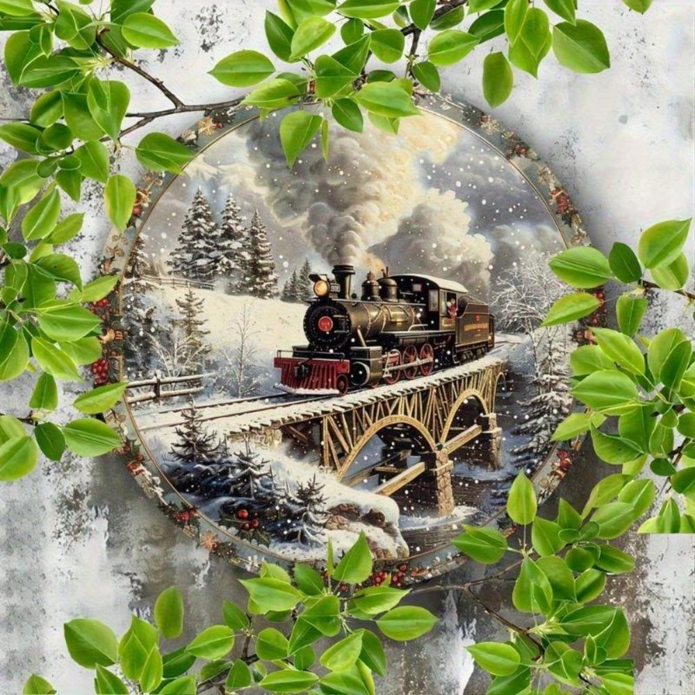 1pc 7.87x7.87 Inch Retro Train Tin Sign Wall Art Metal Decor For Home Cafe Garage