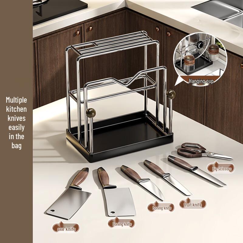 Brangdy Multifunctional Stainless Steel Knife & Utensil Drainer Rack