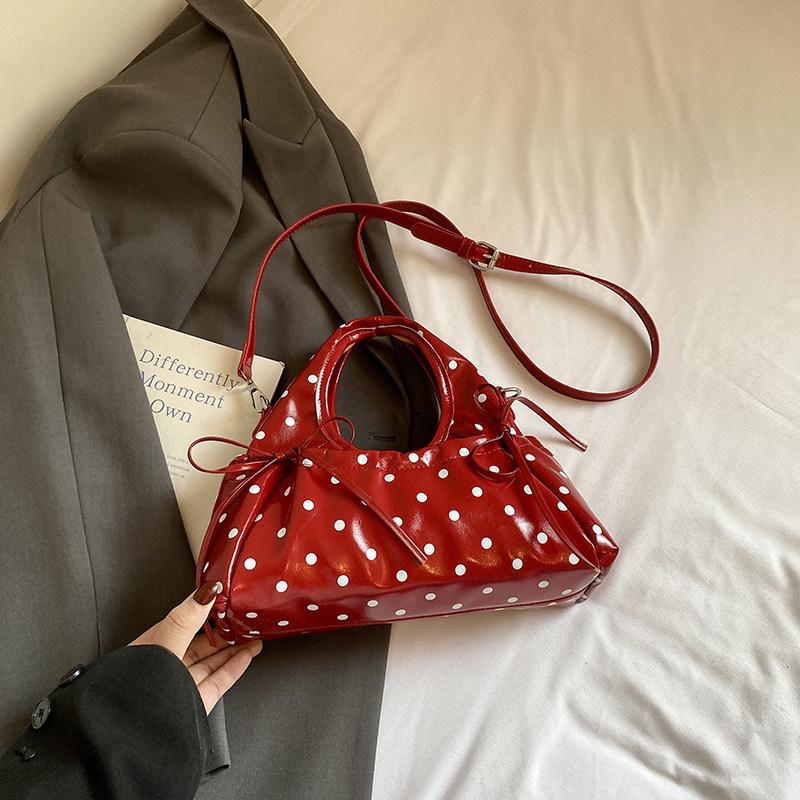 Polka Dot Print Bag Sweet Bow Bolsos mujer Crossbady Bags for Woman Multi-function Bolsa Ruched Cloud Sac Femme Portable Bolso