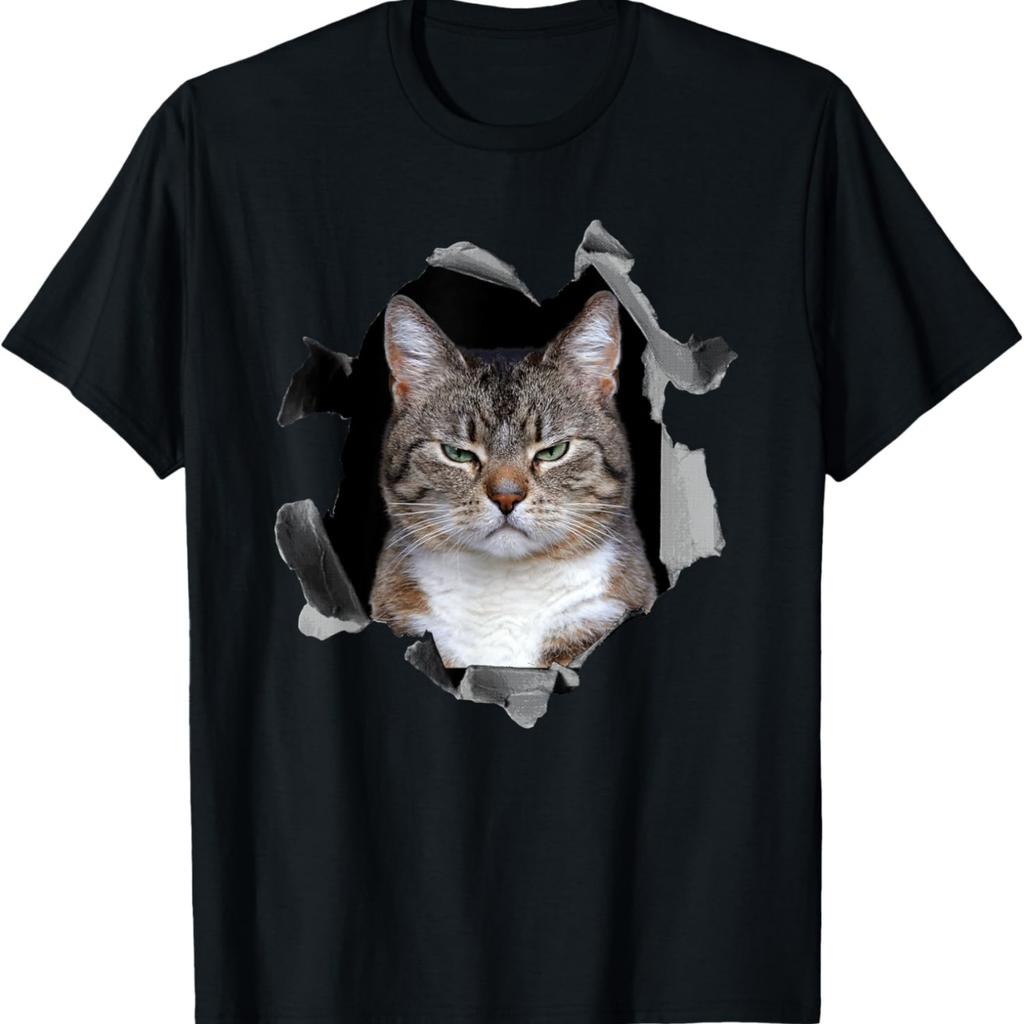 Angry Cat Meme Grumpy T-Shirt for Men Women Kids