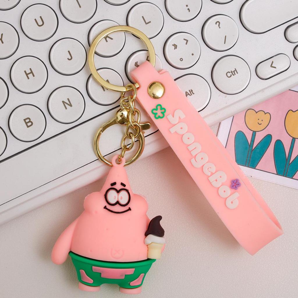 3D Soft Rubber SpongeBob Keychain Pendant - Cartoon Doll Bag Charm