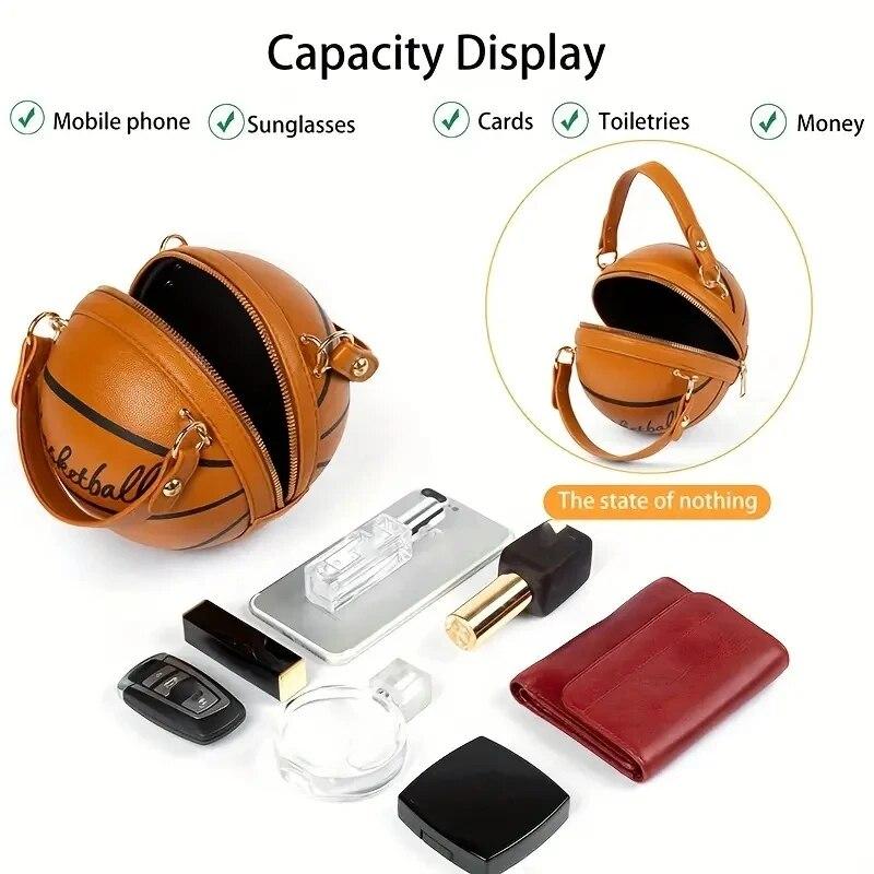 2024 New Fashionable Women's Shoulder Bag, Leather Chain Basketball Bag, Letter Printed Crossbody Bag