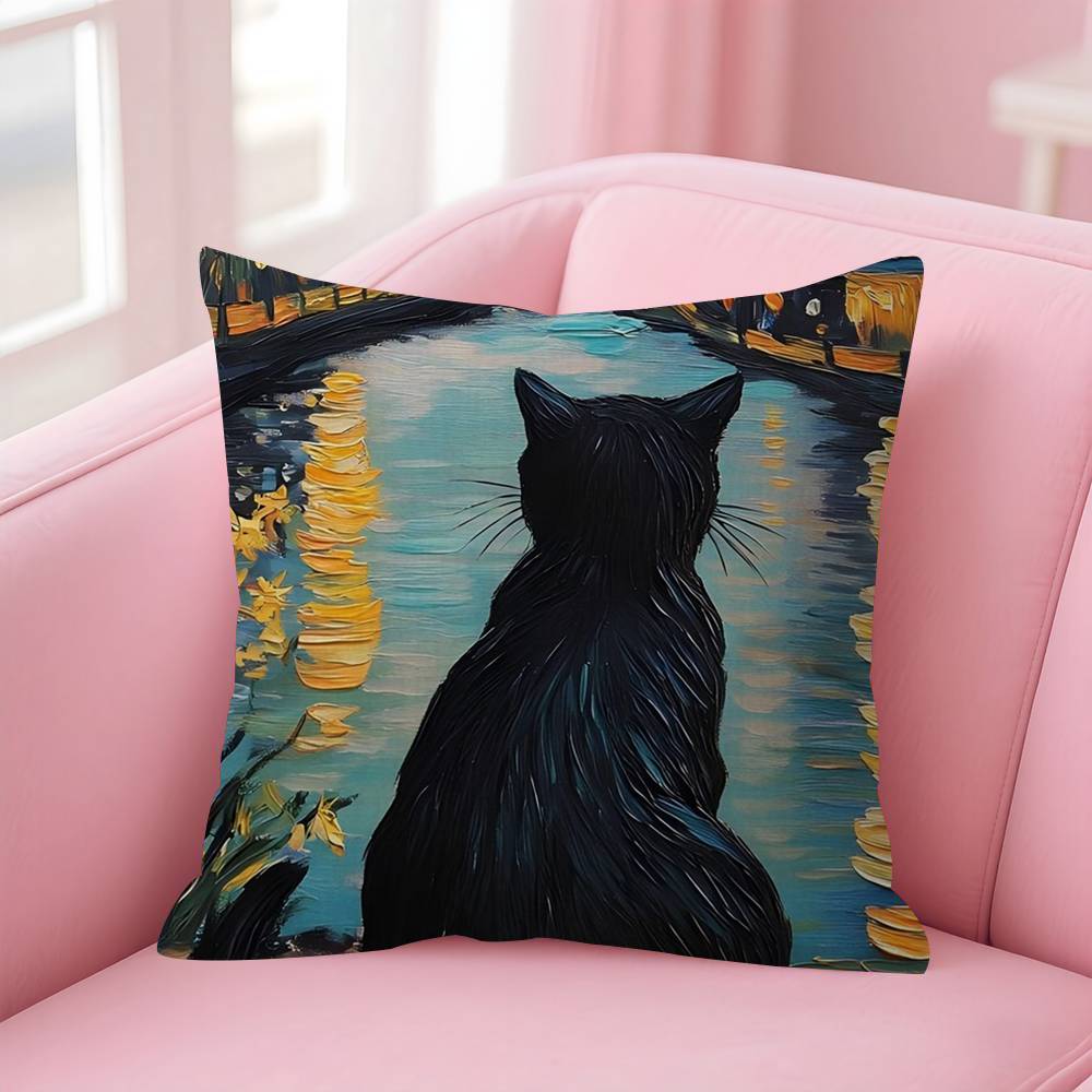 Van ART GGogh Lustige Katze Personalisierte Kissenstaubabdeckung Schlafzimmer Kinder Party Dekoration Kissenbezug Geburtstag Kinder Geschenk