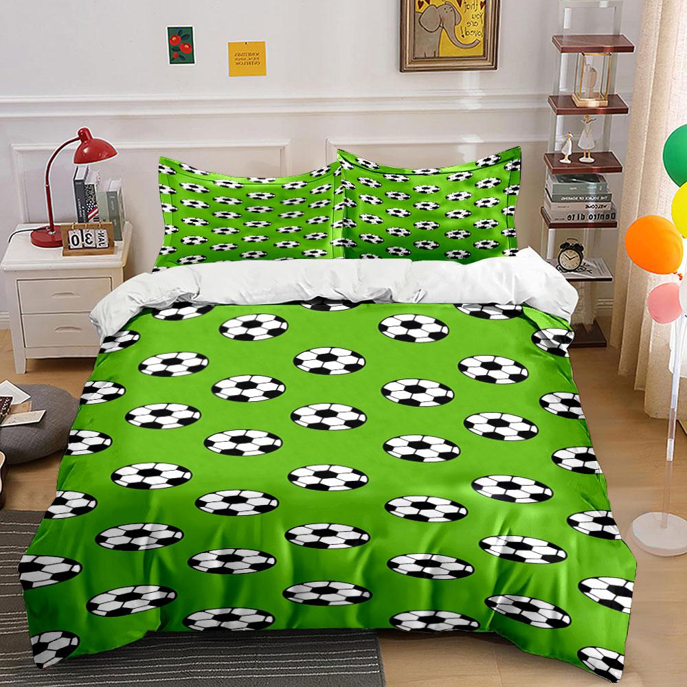 Soccer balls on green. Bedding sets Duvet cover sets Duvet covers Pillowcases(1 * Duvet Cover 2 * Pillowcases without duvet insert)