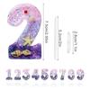 Birthday Number 1 Candles, Mermaid Theme Birthday Candles for Cake, Pink Purple Numeral Candle Cake Topper with Sequins