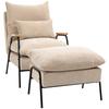 Upholstered Armchair with Stool, Recliner Chair with Reclining Function, Upholstered Chair, Cushion, TV Chair, 68 X 91.5 X 88 Cm, Beige