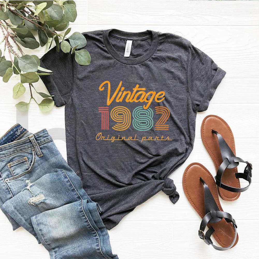 Vintage 1982 Shirt 40th Birthday Shirt 40th Birthday Gift for Women Women Retro Shirt Casual Summer Top Harajuku Aesthetic Tee